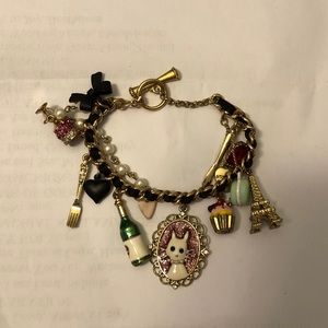 Betsey Johnson Paris Cat Charm Bracelet